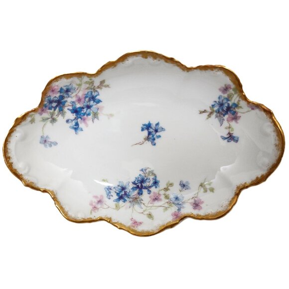 Antique CH Field Haviland Limoges GDA France Blue&Purple Scallop S Serving Dish - Picture 2 of 6